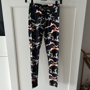 SOLD The Upside, multi colored camo legging, tie waist, full length, size S.